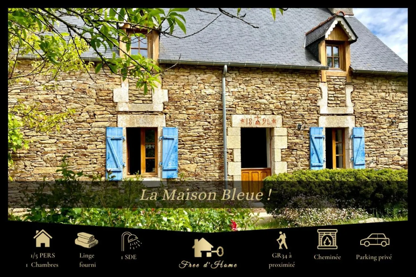 La Maison Bleue,Authenticite, Nature, Simplicite, 2-5 Personnes, Moelan Sur Mer